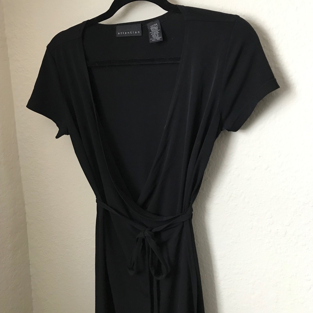 Attention black wrap dress